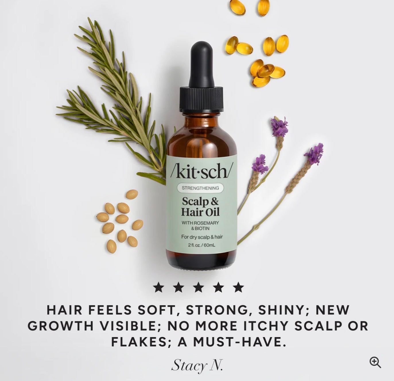 Kitsch Strengthening Rosemary & Biotin Scalp & Hair Oil - 2fl oz./60m
