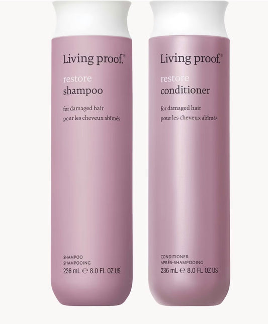 LIVING PROOF RESTORE SHAMPOO AND CONDTIONER BUNDLE FOR DAMAGE REPAIR, STRENGTHENING AND SHINE