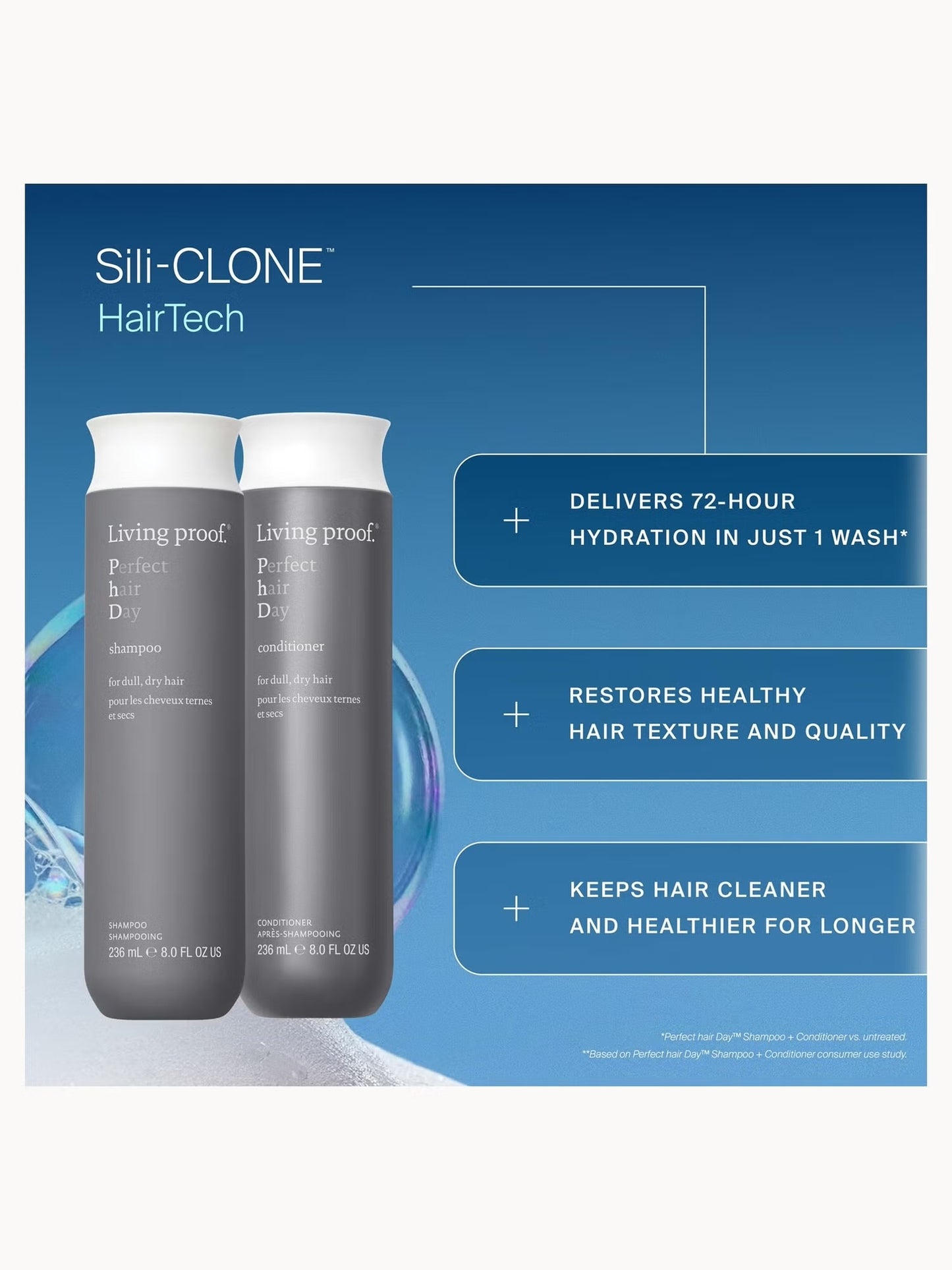 LIVING PROOF PERFECT HAIR DAY SHAMPOO AND CONDITIONER BUNDLE FOR HYDRATION, SOFTNESS AND SHINE